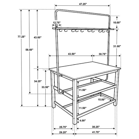 Hollis 3-piece Kitchen Island Counter Height Table Set White 122246-S3 - Ella Furniture