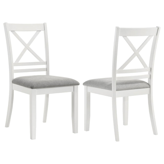 Hollis Cross Back Wood Dining Side Chair White (Set Of 2) 122242 - Ella Furniture