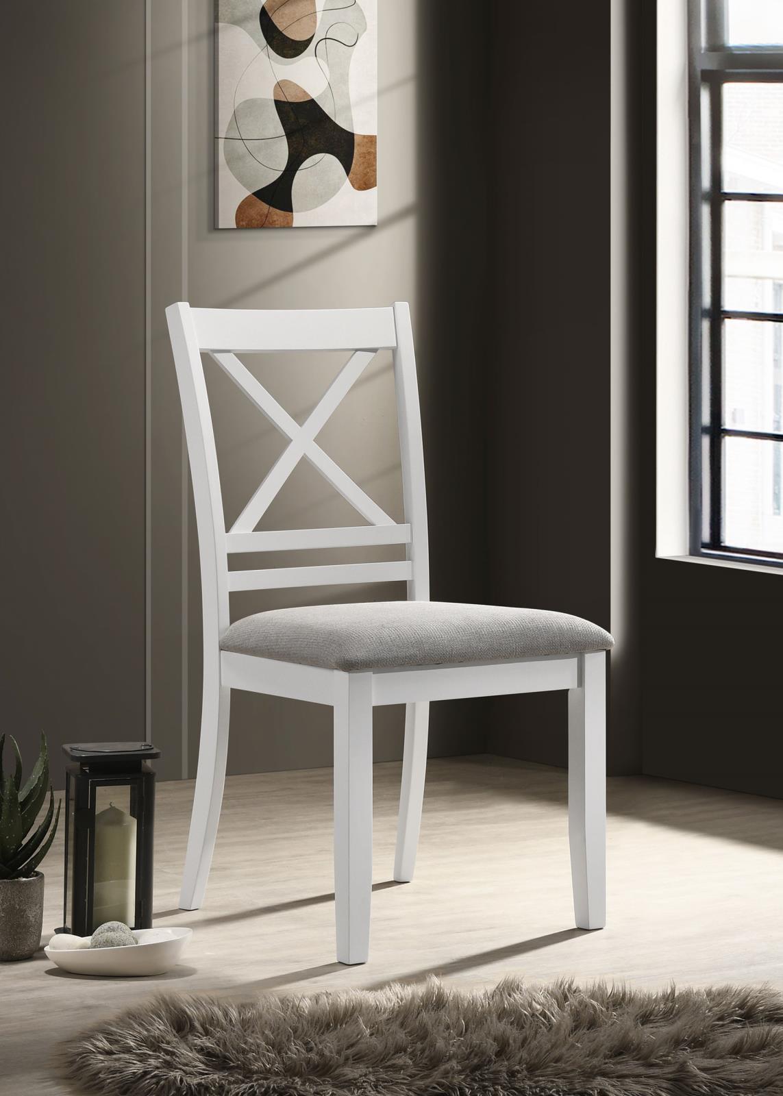Hollis Cross Back Wood Dining Side Chair White (Set Of 2) 122242 - Ella Furniture