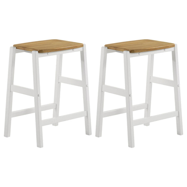 Hollis Wood Counter Height Backless Bar Stool Brown And White (Set Of 2) 122247 - Ella Furniture