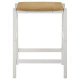 Hollis Wood Counter Height Backless Bar Stool Brown And White (Set Of 2) 122247 - Ella Furniture