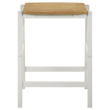 Hollis Wood Counter Height Backless Bar Stool Brown And White (Set Of 2) 122247 - Ella Furniture