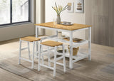 Hollis Wood Counter Height Backless Bar Stool Brown And White (Set Of 2) 122247 - Ella Furniture