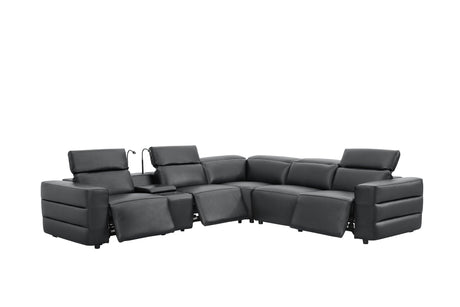 Holly Black Italian Leather 6-Piece Power Reclining Corner Sectional with Console view 2