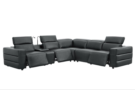 Holly Black Italian Leather 6-Piece Power Reclining Corner Sectional with Console view 3