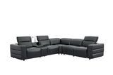Holly Black Italian Leather 6-Piece Power Reclining Corner Sectional with Console view 4