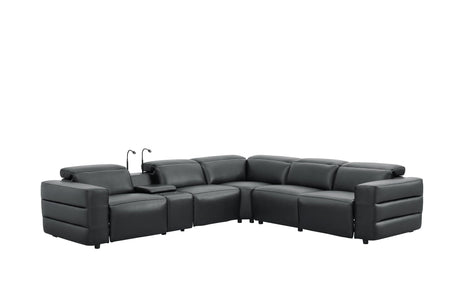 Holly Black Italian Leather 6-Piece Power Reclining Corner Sectional with Console view 5