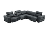 Holly Black Italian Leather 6-Piece Power Reclining Corner Sectional with Console view 6