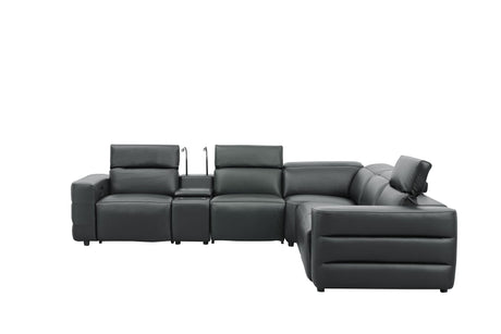 Holly Black Italian Leather 6-Piece Power Reclining Corner Sectional with Console view 7