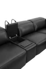Holly Black Italian Leather 6-Piece Power Reclining Corner Sectional with Console view 10