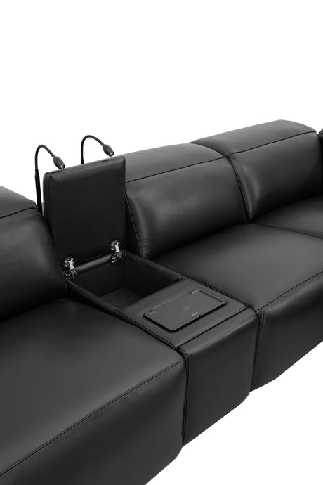 Holly Black Italian Leather 6-Piece Power Reclining Corner Sectional with Console view 10
