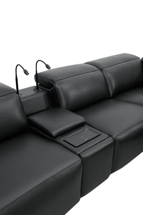 Holly Black Italian Leather 6-Piece Power Reclining Corner Sectional with Console view 11
