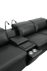 Holly Black Italian Leather 6-Piece Power Reclining Corner Sectional with Console view 12