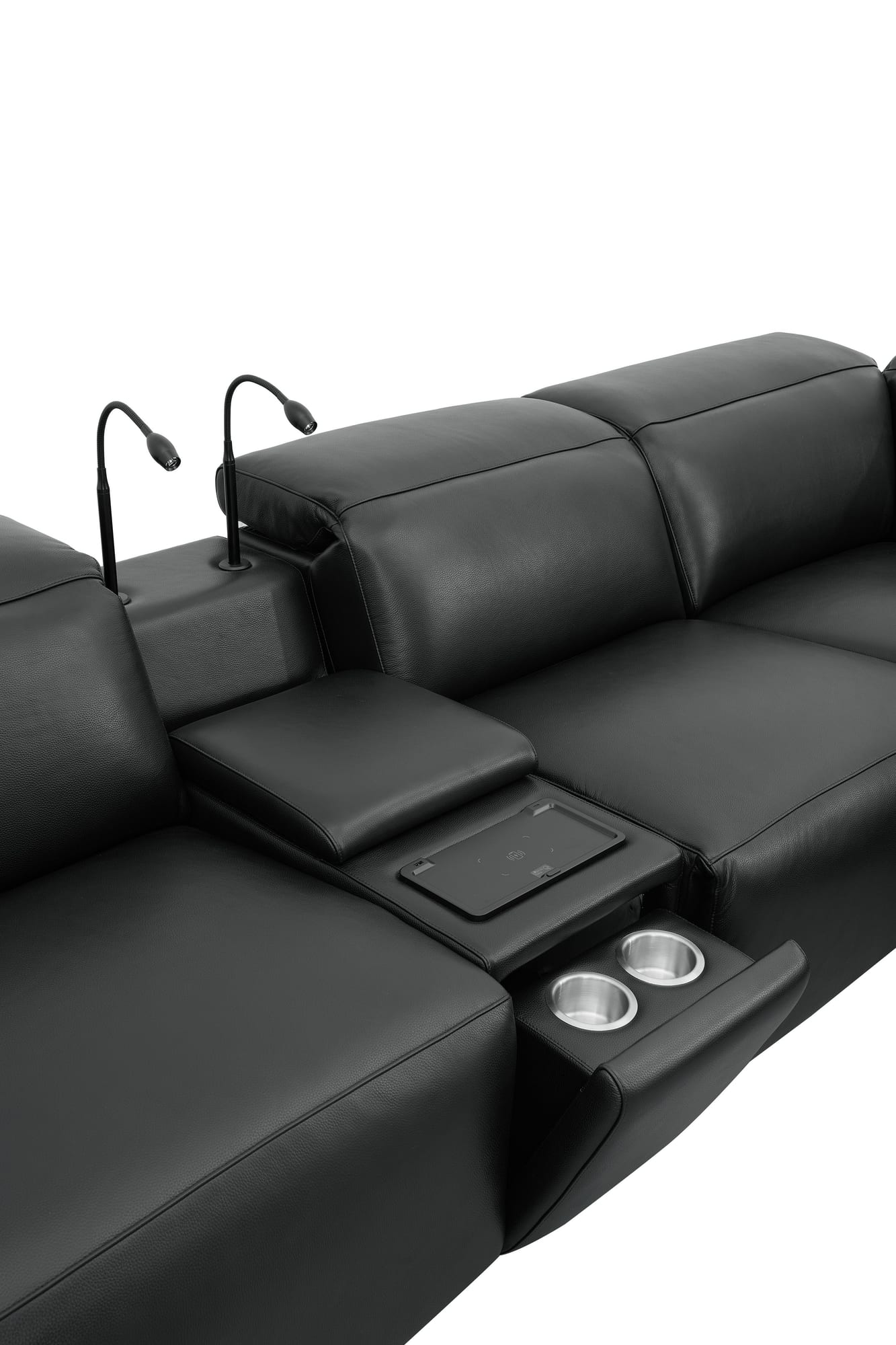 Holly Black Italian Leather 6-Piece Power Reclining Corner Sectional with Console view 12
