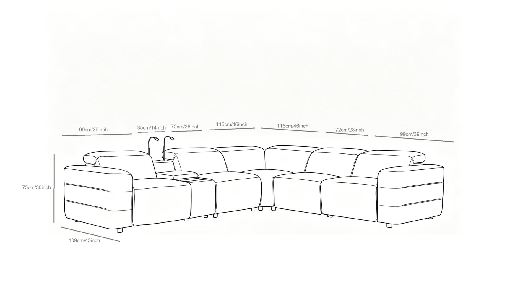Holly Black Italian Leather 6-Piece Power Reclining Corner Sectional with Console view 21