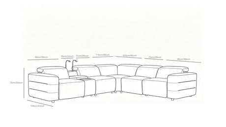 Holly Black Italian Leather 6-Piece Power Reclining Corner Sectional with Console view 21
