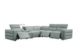 Holly Grey Italian Leather 6-Piece Power Reclining Corner Sectional with Console view 2