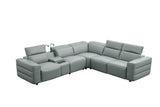Holly Grey Italian Leather 6-Piece Power Reclining Corner Sectional with Console view 4