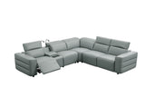 Holly Grey Italian Leather 6-Piece Power Reclining Corner Sectional with Console view 6