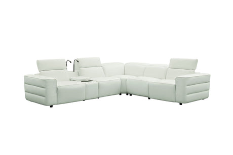 Holly White 6-Piece Italian Leather Power Reclining Sectional with Console view 5