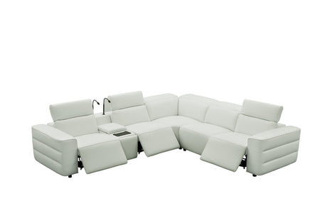 Holly White 6-Piece Italian Leather Power Reclining Sectional with Console view 7