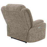 Houston Upholstered Power Lift Recliner Chair Camel 602274P - Ella Furniture