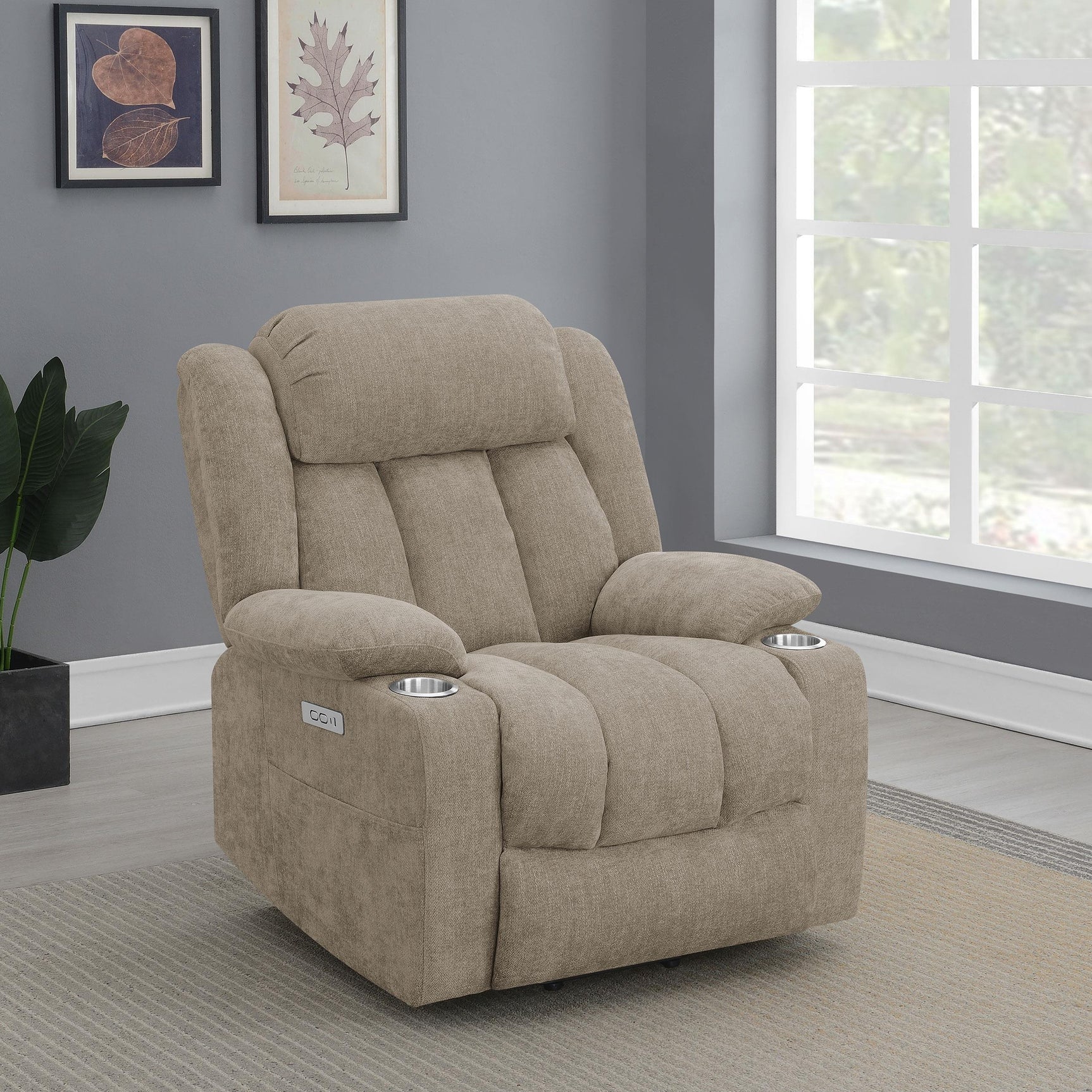 Houston Upholstered Power Lift Recliner Chair Camel 602274P - Ella Furniture