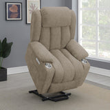 Houston Upholstered Power Lift Recliner Chair Camel 602274P - Ella Furniture