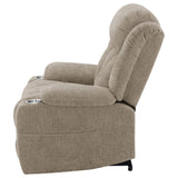 Houston Upholstered Power Lift Recliner Chair Camel 602274P - Ella Furniture