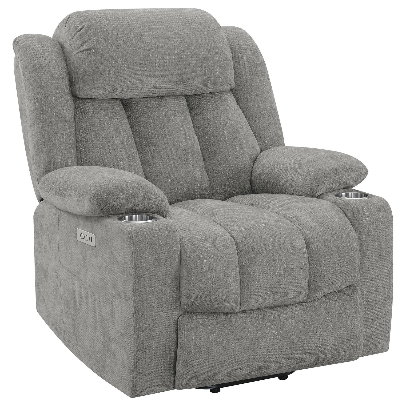Houston Upholstered Power Lift Recliner Grey 602284P - Ella Furniture