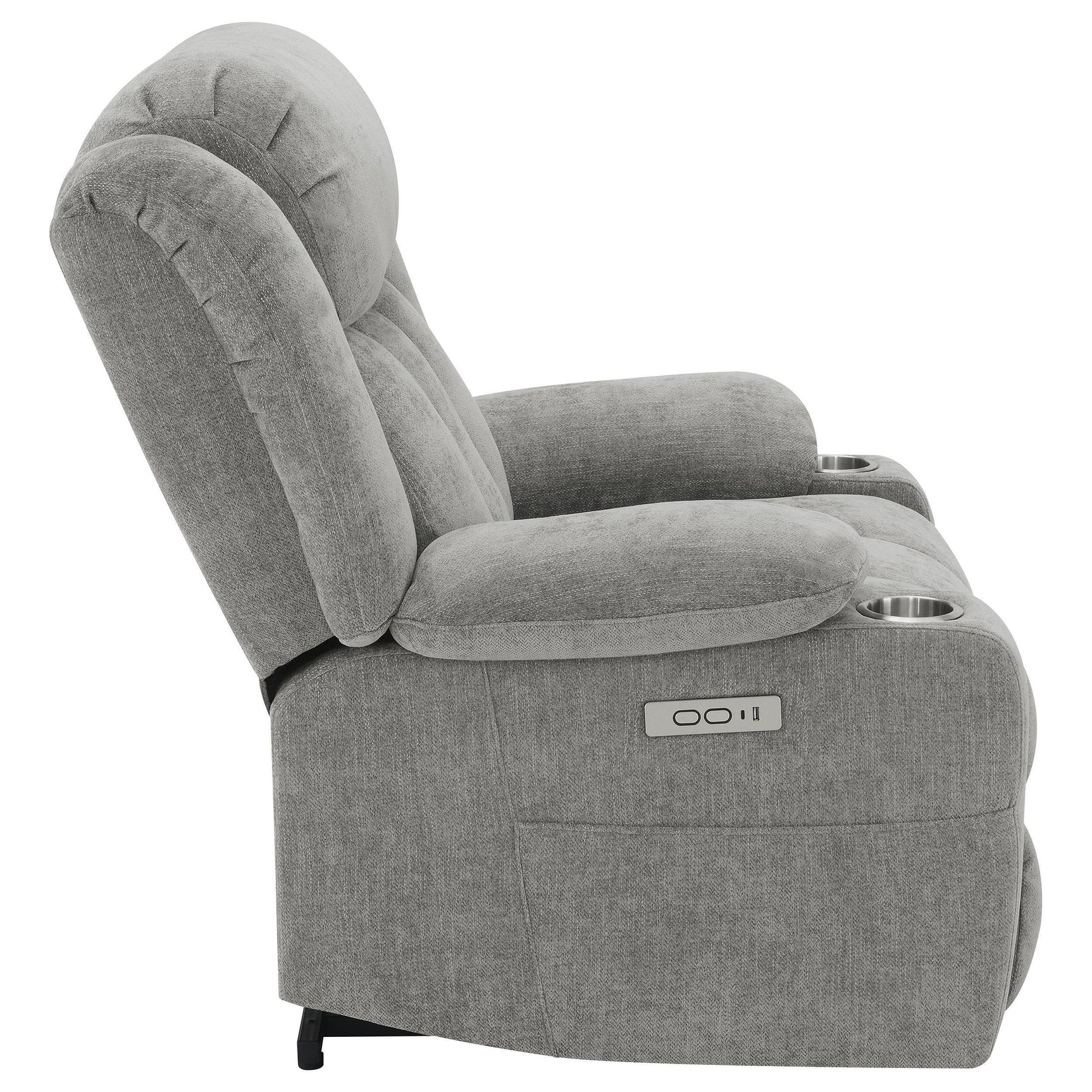 Houston Upholstered Power Lift Recliner Grey 602284P - Ella Furniture