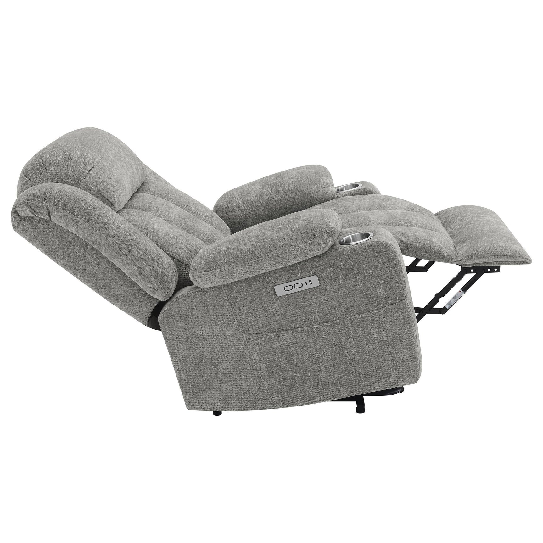 Houston Upholstered Power Lift Recliner Grey 602284P - Ella Furniture