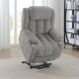 Houston Upholstered Power Lift Recliner Grey 602284P - Ella Furniture