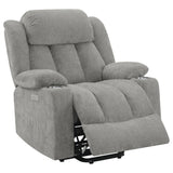 Houston Upholstered Power Lift Recliner Grey 602284P - Ella Furniture