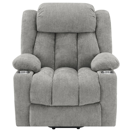 Houston Upholstered Power Lift Recliner Grey 602284P - Ella Furniture