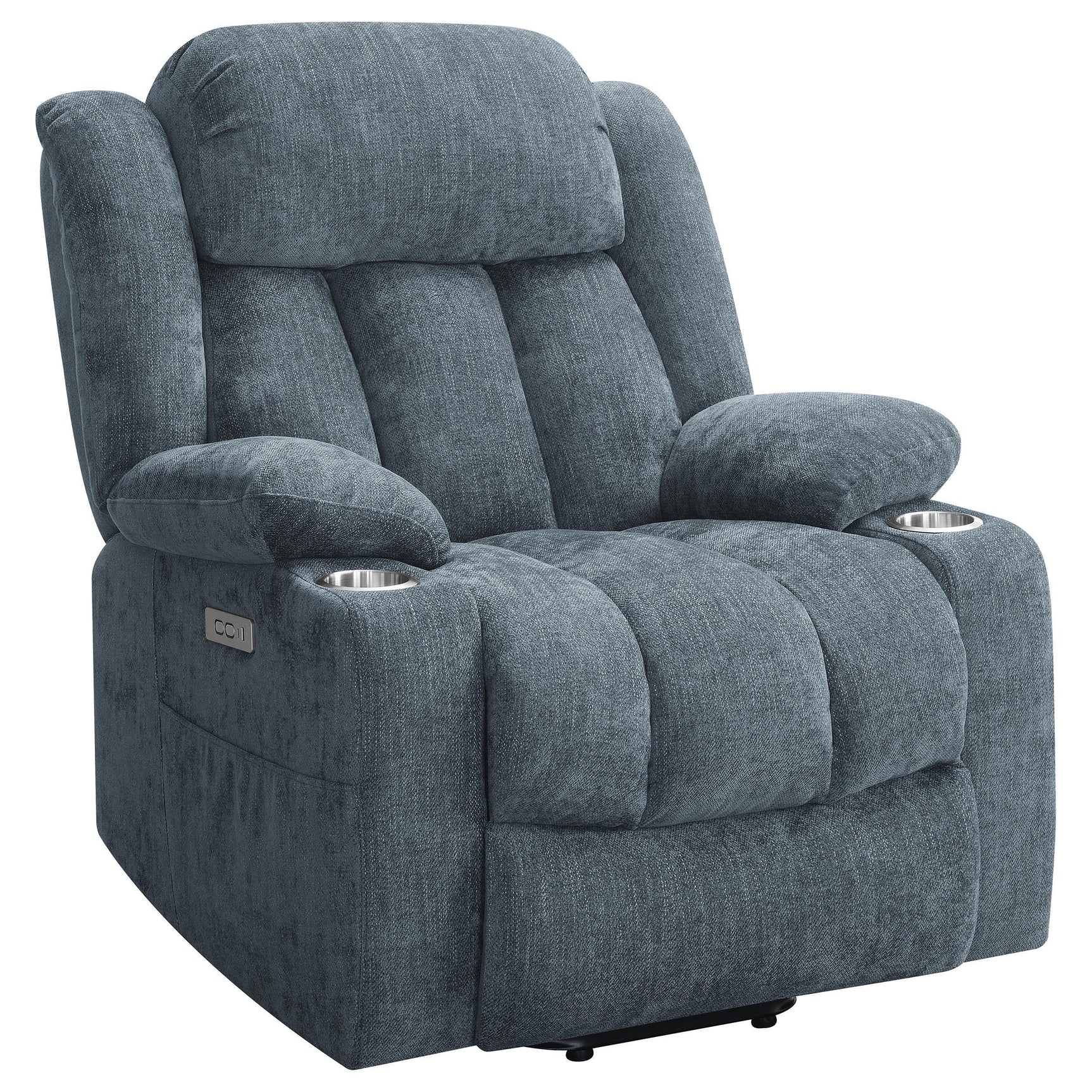 Houston Upholstered Power Lift Recliner Slate Blue 602294P - Ella Furniture