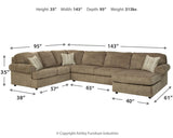 Hoylake Chocolate 3-Piece Sectional With Ottoman - Ella Furniture