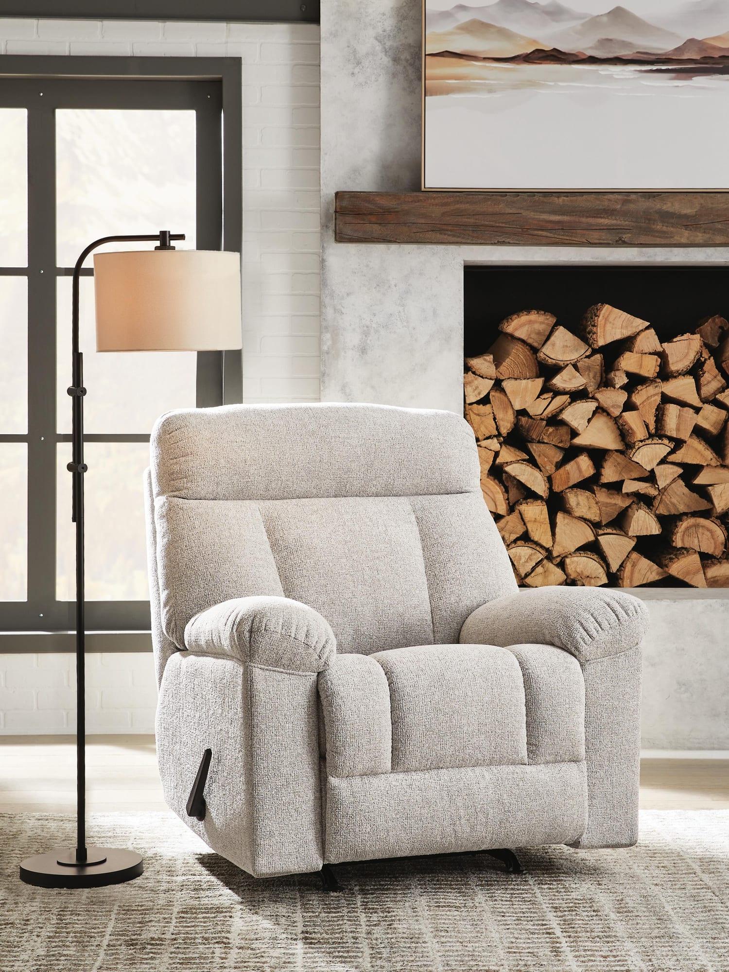 Hoyne Park Cobble Stone Performance Fabric,Next-Gen Nuvella™,Chenille Recliner view 6