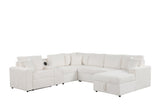 Hunter White Sectional w Bluetooth Speaker & Pull-Out Bed
