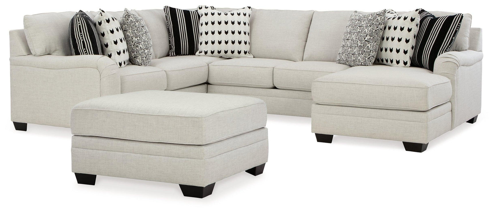 Huntsworth Dove Gray 4-Piece Sectional With Ottoman - Ella Furniture