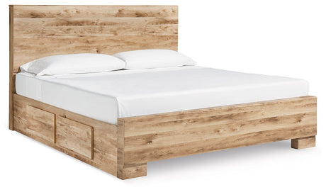 Hyanna Tan Brown King Panel Bed With 2 Side Storage - Ella Furniture