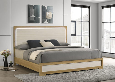 Hyland Eastern King Panel Bed LED Headboard Natural view 2