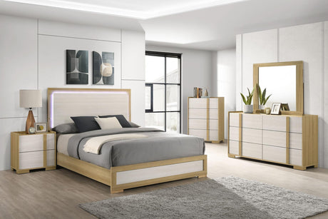 Hyland Eastern King Panel Bed LED Headboard Natural view 13