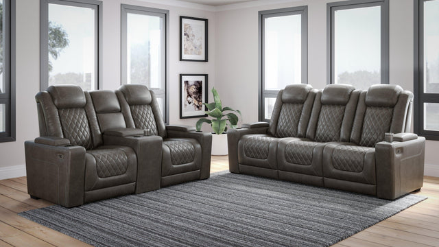 Hyllmont Gray Sofa And Loveseat - Ella Furniture