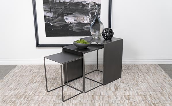 Imez 3-Piece Rectangular Metal Nesting Table Grey 930250 - Ella Furniture