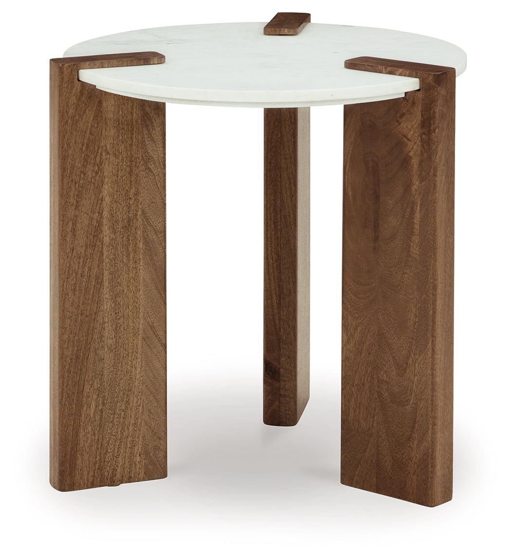 Isanti White/brown Coffee Table With 2 End Tables - Ella Furniture