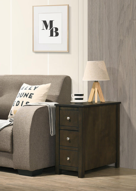 Issac Grey Walnut Chairside Table, Durable Hardwood Solids And Veneers in a Grey Walnut Finish - Ella Furniture