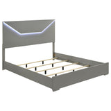 Ives Eastern King Panel Bed LED Headboard Grey High Gloss from Ella Furniture