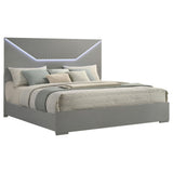 Ives Eastern King Panel Bed LED Headboard Grey High Gloss view 3