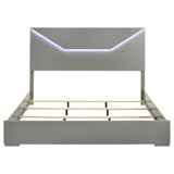 Ives Eastern King Panel Bed LED Headboard Grey High Gloss view 4